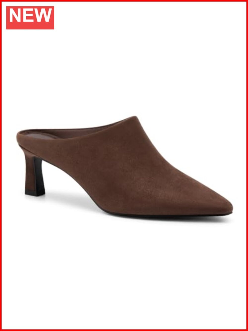 Faux Suede Kitten Heel Mules Pointed Toe Slip On Dress Shoes